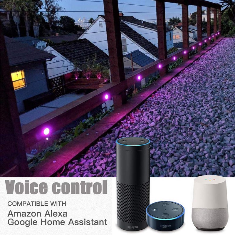 FVTLED WiFi LED Deck Lights Kit RGBW, 10pcs Î¦1.77 Smart Phone Control Low Voltage Recessed Muticolor & Warm White Soffit Yard Path Stair Decor Lamp Fit for Alexa Google Home, Black Shell - Image 2